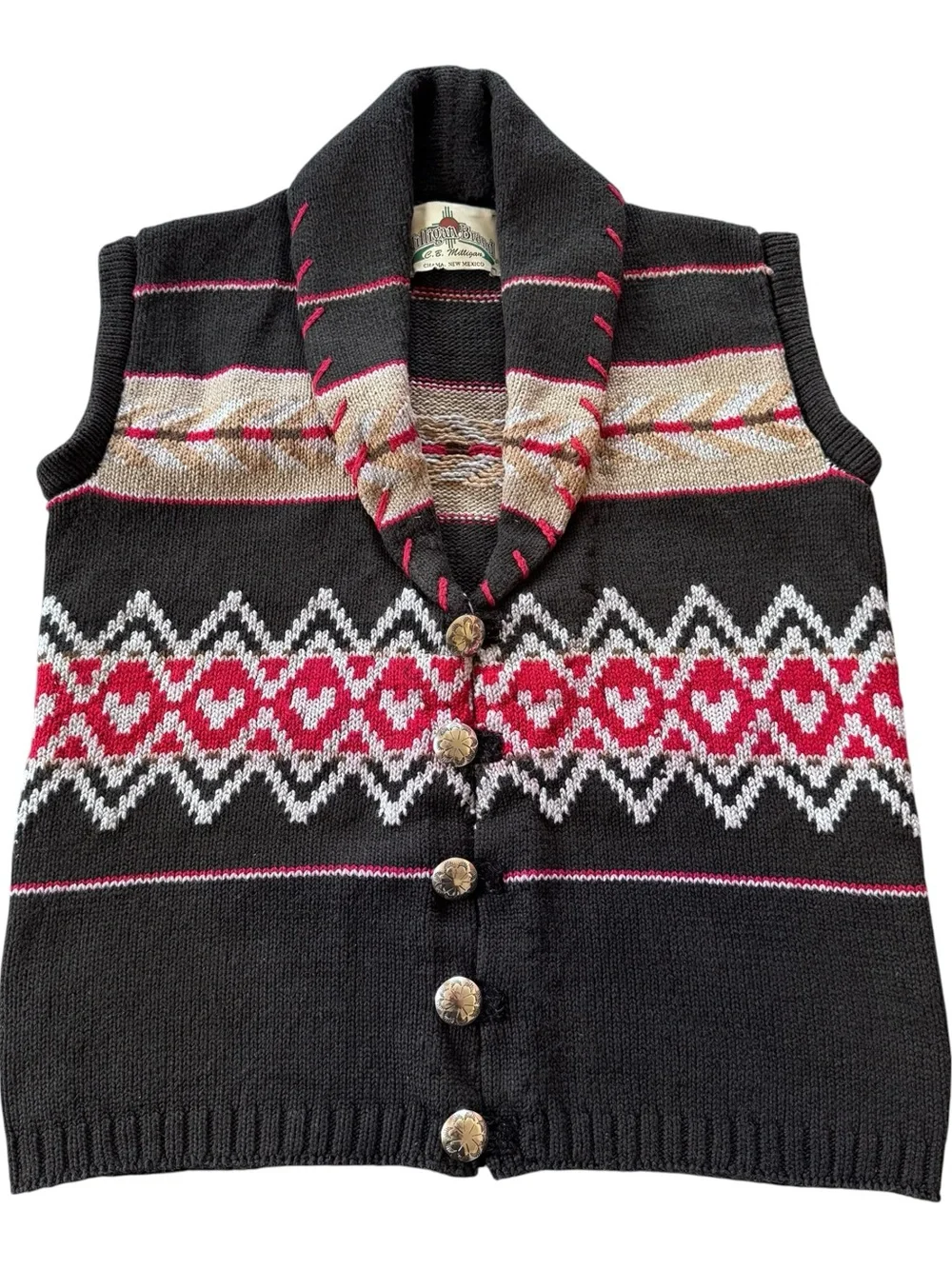 VTG C.B. Milligan Southwestern Knit Sweater Vest Large